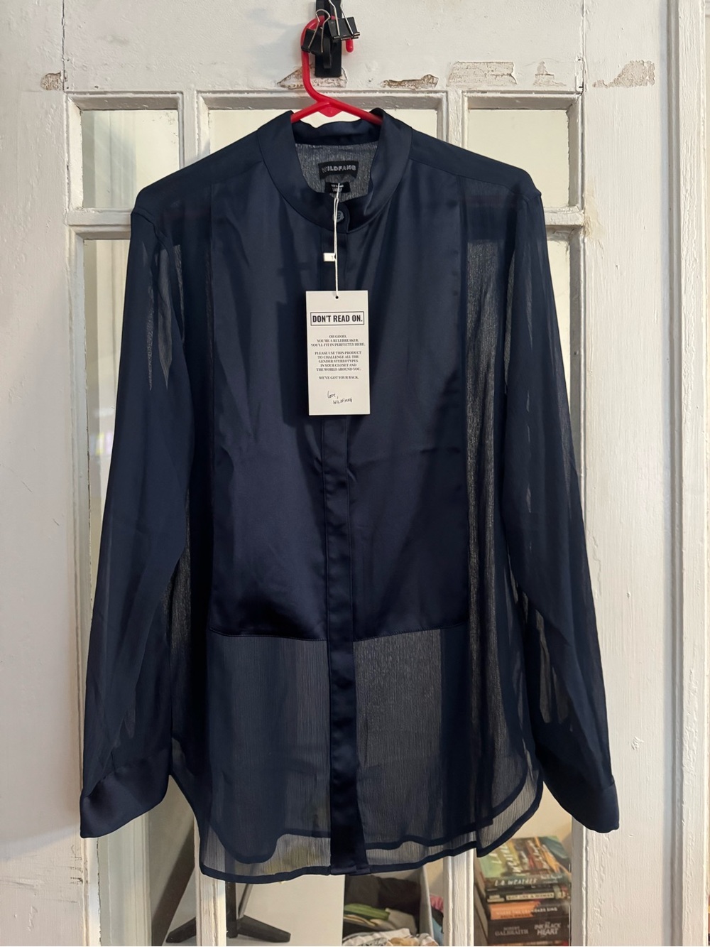 Wildfang Navy Sheer Button-Down Shirt
